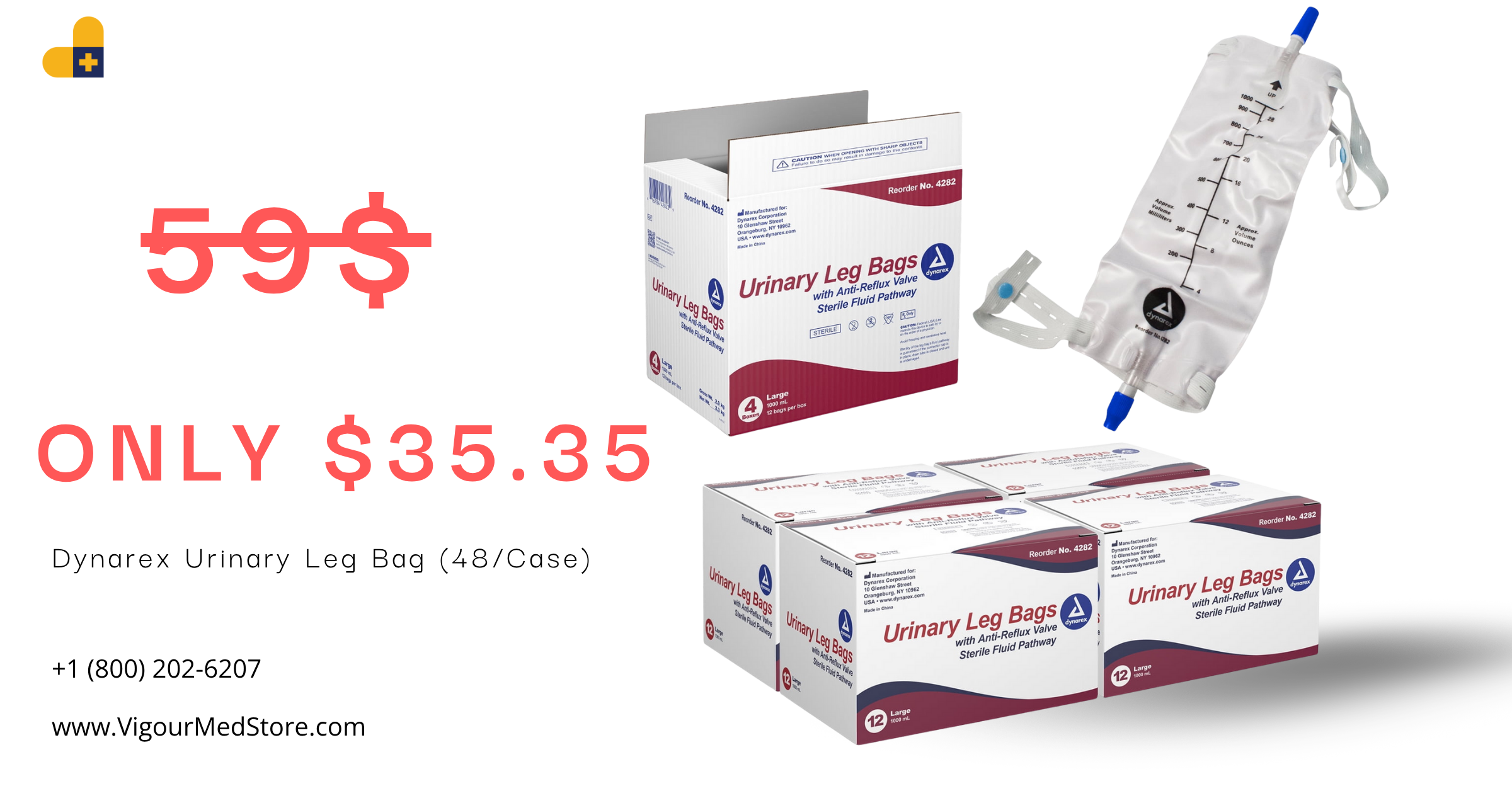 Comfort & Discretion: Dynarex Urinary Leg Bag (48/Case) - 35% Off