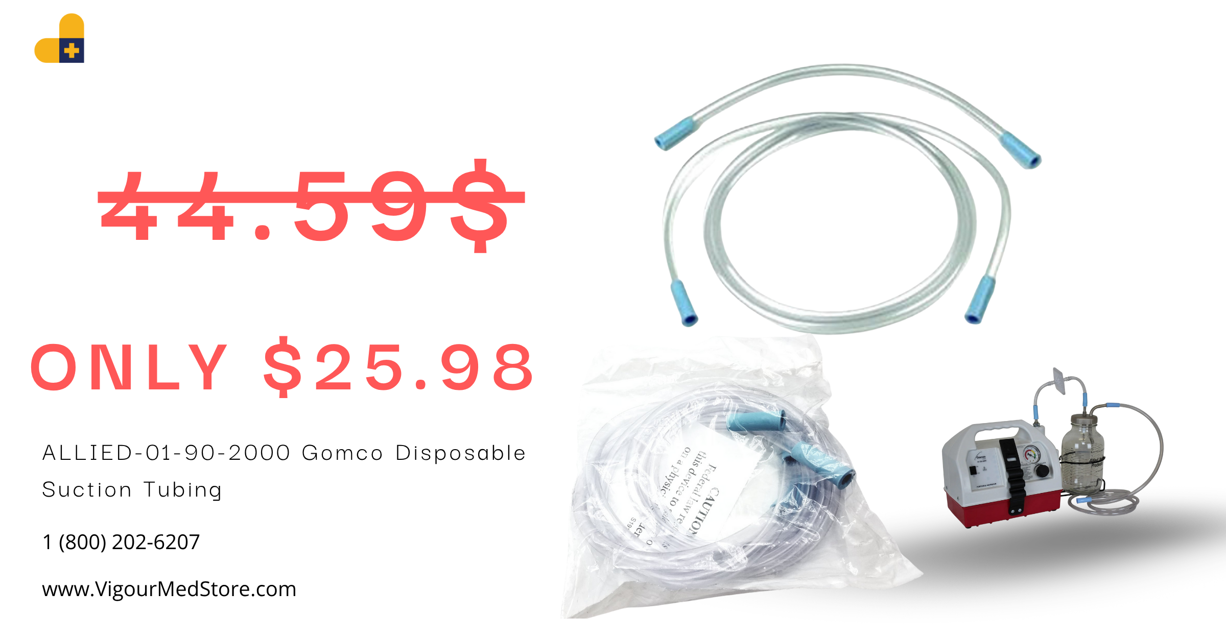 Allied 01-90-2000 Gomco Suction Tubing – Low Price at Vigour Med Store