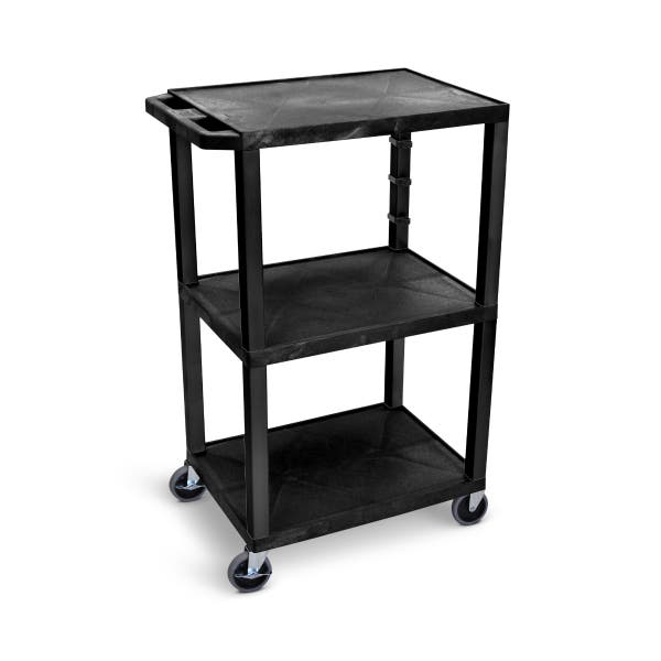 Luxor-UCPL1S 42" Tall Plastic 3 Shelf Utility Cart
