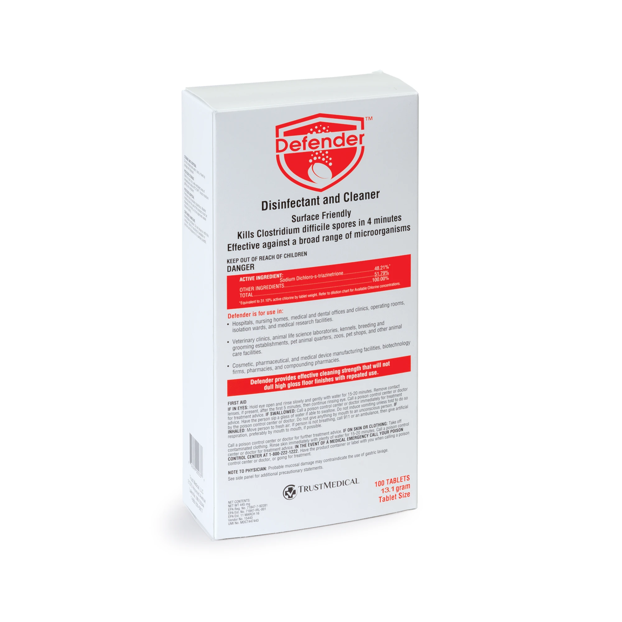 Marketlab-101361 Defender™ Disinfectant and Cleaner Tabs, 13.1g, 500/pk