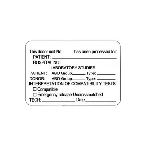 Marketlab-102182 Blood Bank Blood Compatibility Label, 320/pk