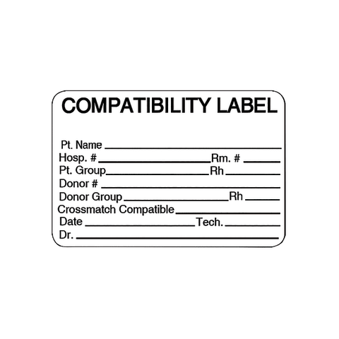 Marketlab-102183 Blood Bank Compatibility Label, 320/pk