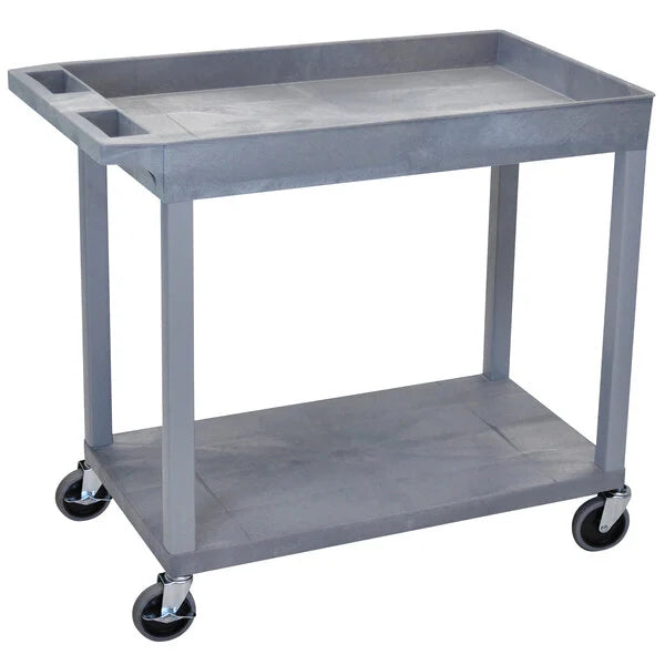 Luxor One Tub and One Flat Shelf Utility Cart - 32" x 18"