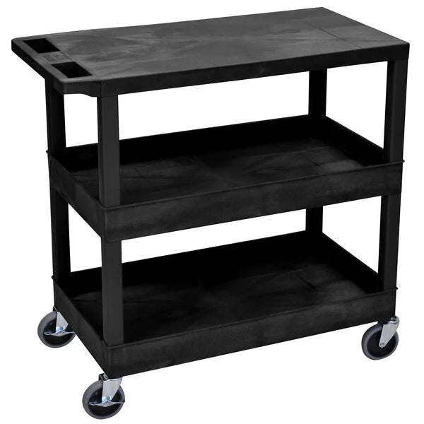 Luxor 2 Tub and 1 Flat Shelf Utility Cart - 32" x 18"