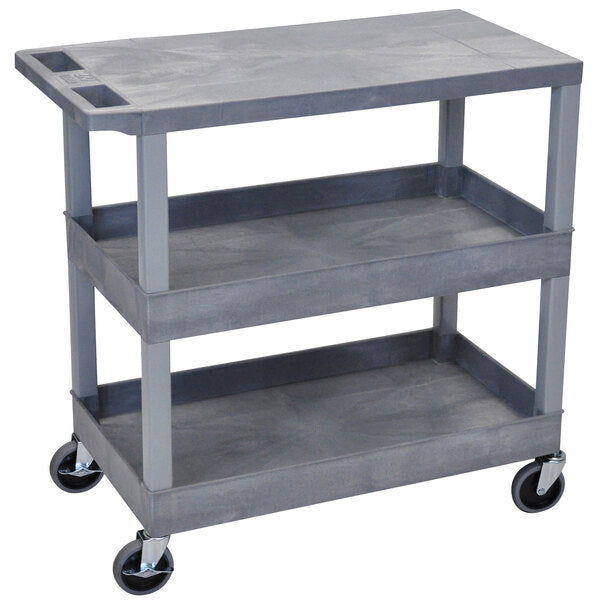 Luxor 2 Tub and 1 Flat Shelf Utility Cart - 32" x 18"