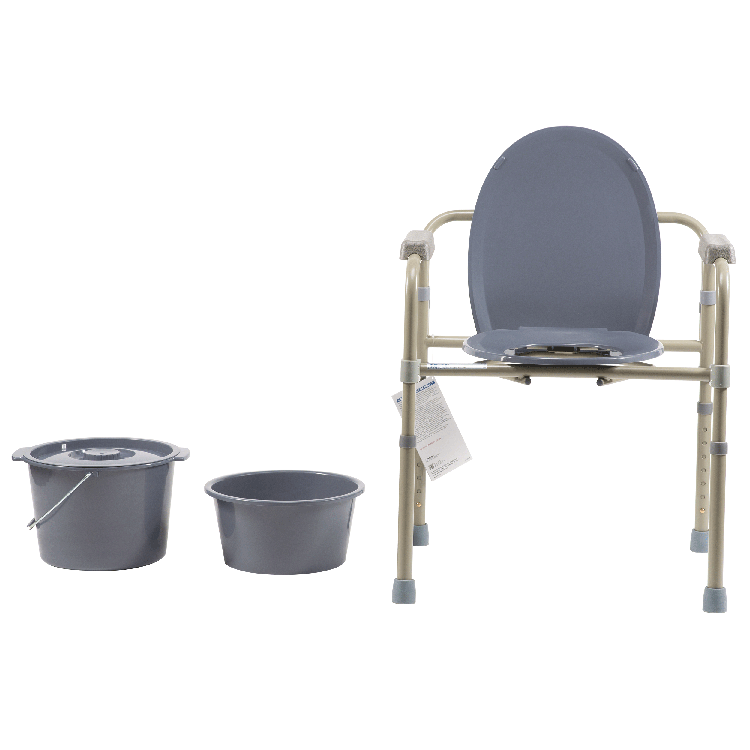 Dynarex-10373-4-Elongated Folding Bedside Commode, Steel, 1pc/box, 4box/cs