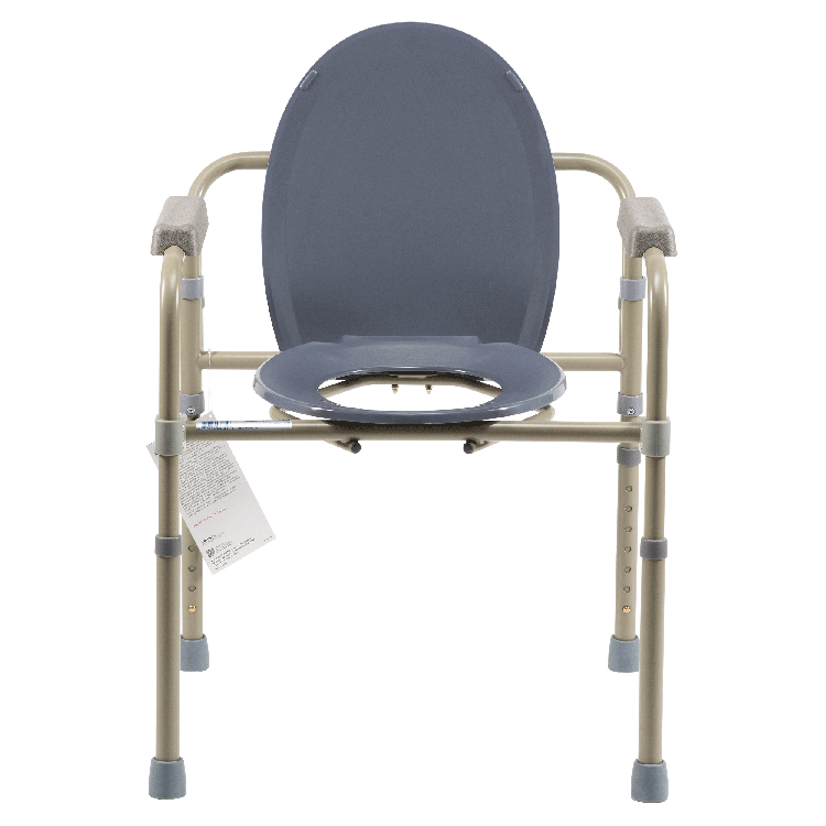 Dynarex-10373-Elongated Folding Bedside Commode, Steel, 1/Box