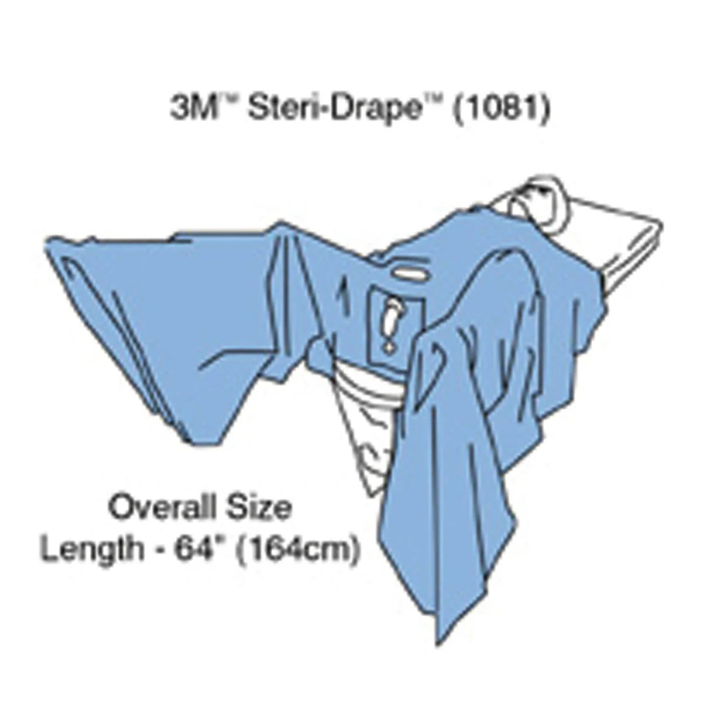 Solventum/3M-1081-Steri-Drape™ TUR Drape, 64", Absorbent Impervious Material, Abdominal Adhesive Aperture, Elastic Aperture, Neoprene Finger Cot, Fluid Collection Pouch with Filter & Exit Port, 14/bx, 2 bx/cs (Continental US+HI Only)