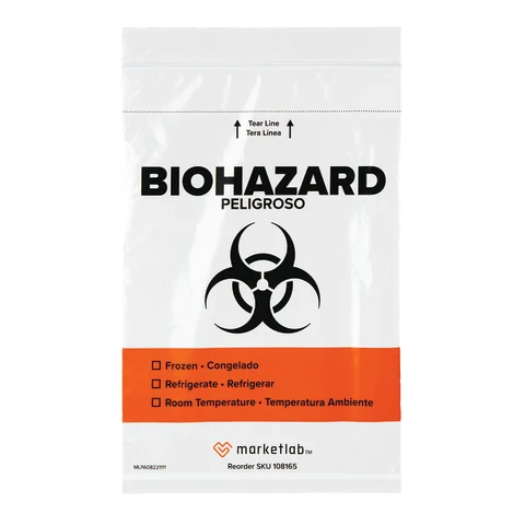 Marketlab-108165 Easy Open Biohazard Specimen Bags • 6"W x 9"H, 1000/pk