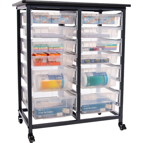 Luxor-MBS-DR-8S4L-CL Mobile Bin Storage Unit - Double Row with Large and Small Clear Bins