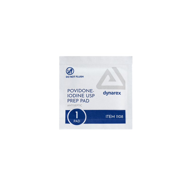 Dynarex-1108 Povidone-Iodine Prep Pad - Medium (100/bx 10bxs/cs)