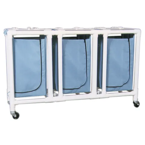 Newmatic Medical/Marketlab-11601-NV Triple PVC Hamper Cart 28 Gallon w/ Mesh Navy, 1/ea