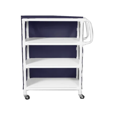 Newmatic Medical/Marketlab 3-Shelf Linen Cart with Mesh or Vinyl Cover
