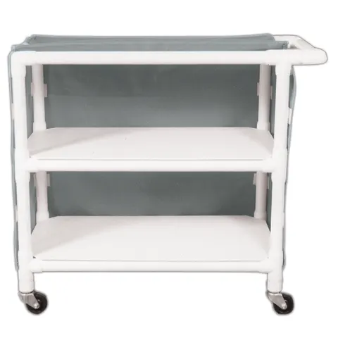 Newmatic Medical/Marketlab Wide 2-Shelf Linen Cart with Mesh or Vinyl Cover