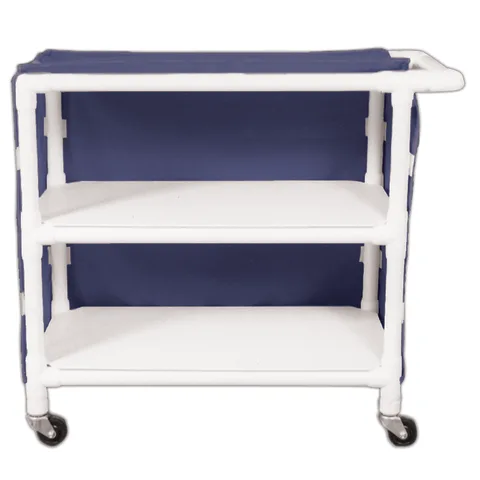 Newmatic Medical/Marketlab Wide 2-Shelf Linen Cart with Mesh or Vinyl Cover