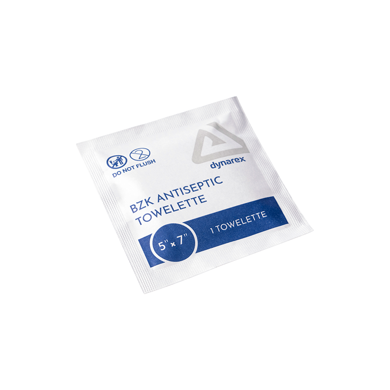 Dynarex 1303-40 BZK Antispetic Towelettes 5" x 7" (10) Universal Foil, 25/40/CS
