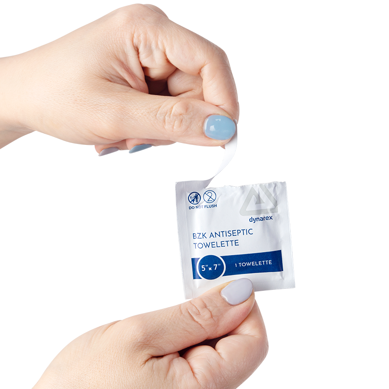 Dynarex 1333-50 BZK Antiseptic Towelettes 5" x 7" (50/box 20 boxes/case)