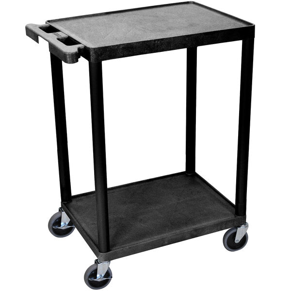 Luxor-STC22-B 2 Flat Shelf Utility Cart Black 24" x 18"