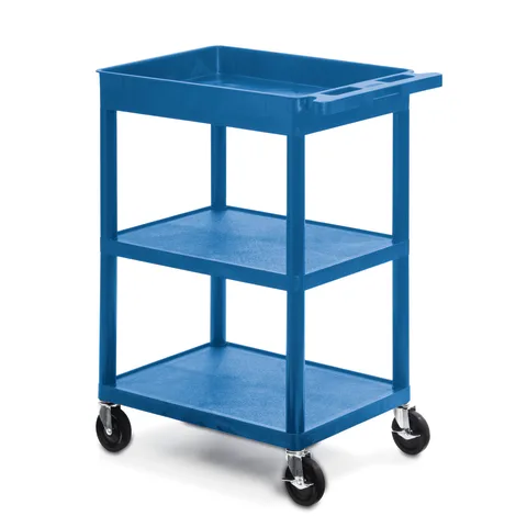 Marketlab Luxor Plastic Utility Cart with One Tub & Two Shelves