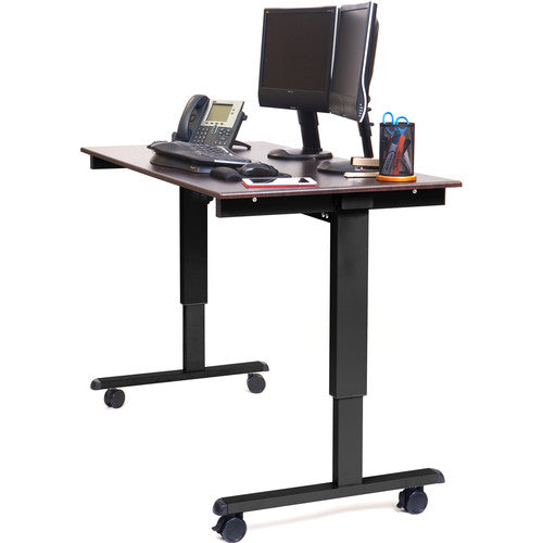 Luxor-STANDE-60-BK/DW 60" Electric Standing Desk (Dark Walnut, Black Frame)