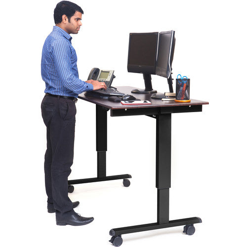 Luxor-STANDE-60-BK/DW 60" Electric Standing Desk (Dark Walnut, Black Frame)
