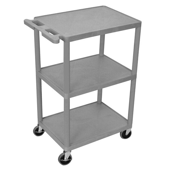 Luxor HE42-G Gray 3 Shelf Utility Cart