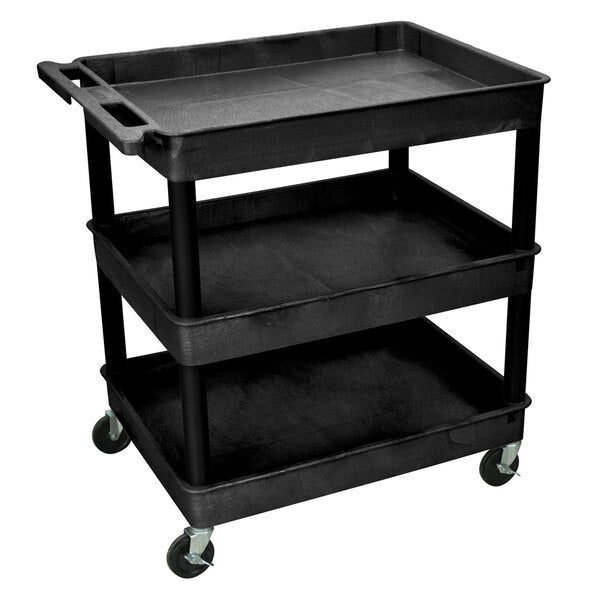 Luxor-TC111-B 3 Tub Utility Cart Black 24" x 32" x 38.5"