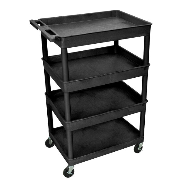 Luxor-TC1111-B 4 Tub Utility Cart Black 24" x 32" x 44.5"