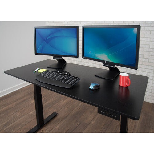 Luxor-STANDE-60-BK/BO 3-Stage Dual Motor Electric Standing Desk (60", Black Oak, Black Frame)