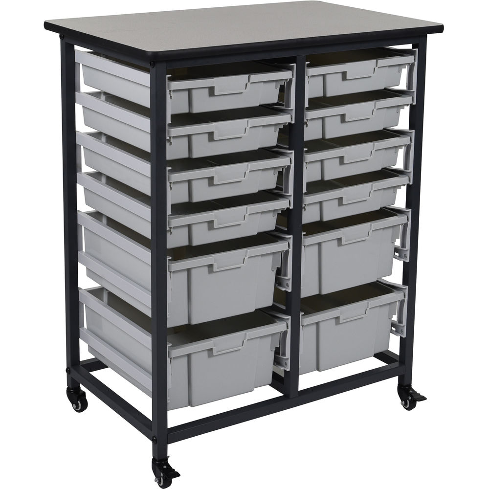 Luxor-MBS-DR-8S4L Double Row Mobile Bin Storage Unit (Small & Large Bins)