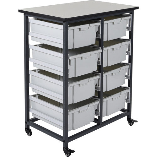 Luxor-MBS-DR-8L Double Row Mobile Bin Storage Unit (Large Bins)