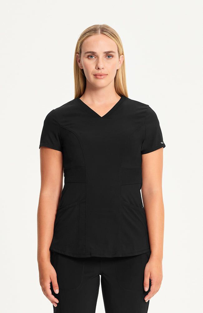 Infinity Women's 3-Pocket Knit Panel V-Neck Scrub Top