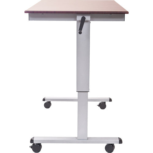 Luxor Crank Adjustable Stand-Up Desk (Dark Walnut Desk, Silver Frame)