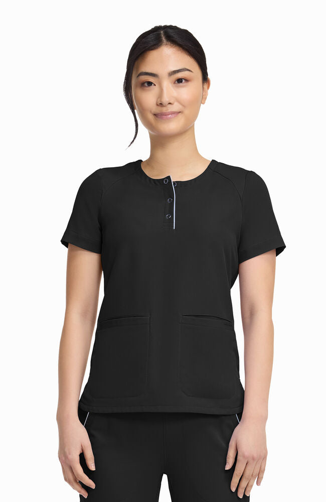 360 by Healing Hands Women's Joy Henley Crew Neck Scrub Top