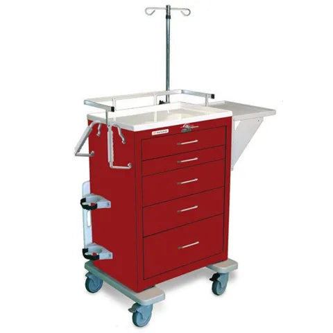 Marketlab-20737 Steel Emergency Cart • 29"W x 24.5"D, 5-Drawer with Accessory Pkg • 42"H, 1/ea