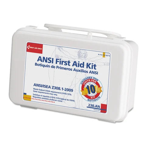 Hopkins Medical/Marketlab-21871 ANSI-Compliant First Aid Kit, 10 Unit with Plastic Case, 1/ea