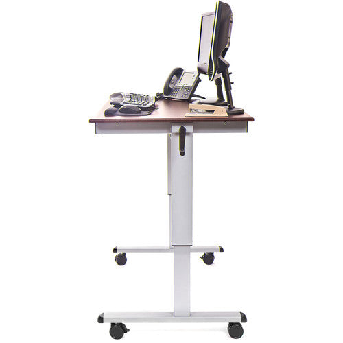 Luxor Crank Adjustable Stand-Up Desk (Dark Walnut Desk, Silver Frame)