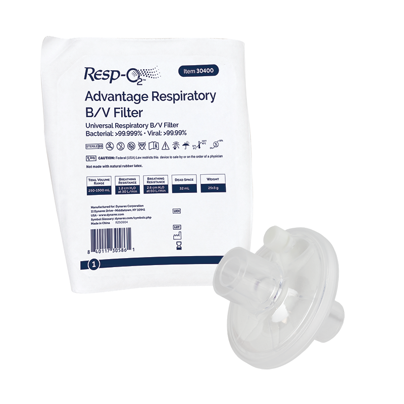 Dynarex 30400 Advantage Filter, Universal Respiratory BV Filter, Universal, 50/Case