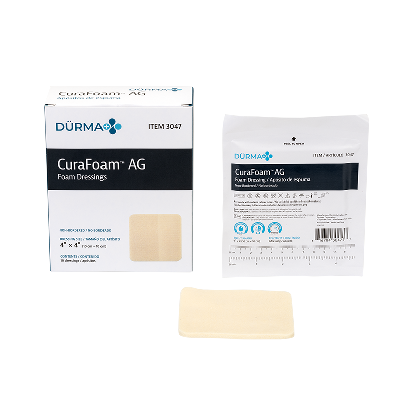 Dynarex-3047 CuraFoam AG - Foam Dressing 4" x 4" (10/10/cs)
