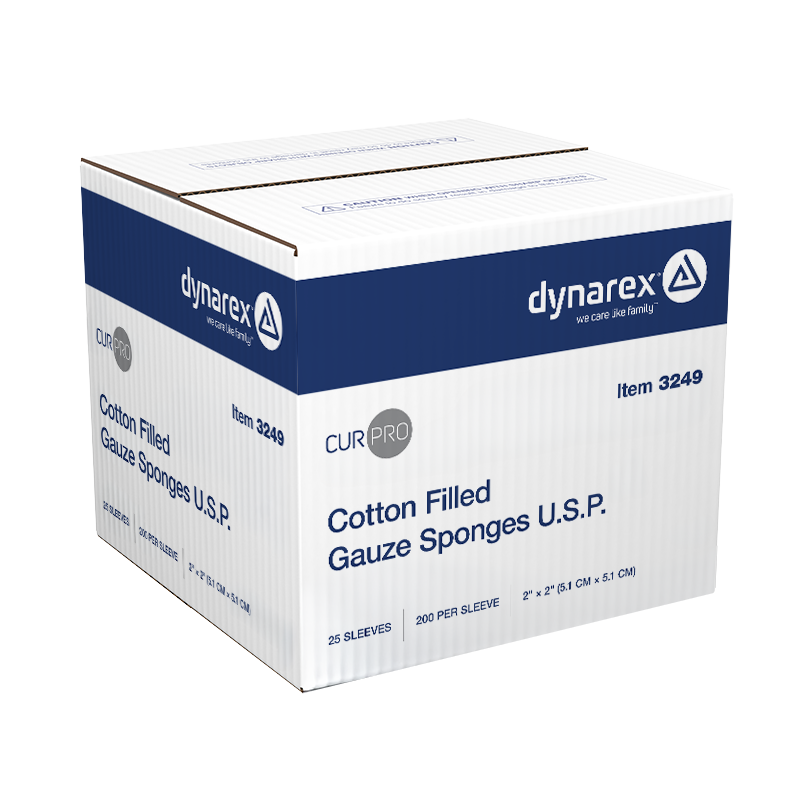 Dynarex-3249 Cotton Filled Gauze Sponge U.S.P. 2" x 2" (25/200/cs)