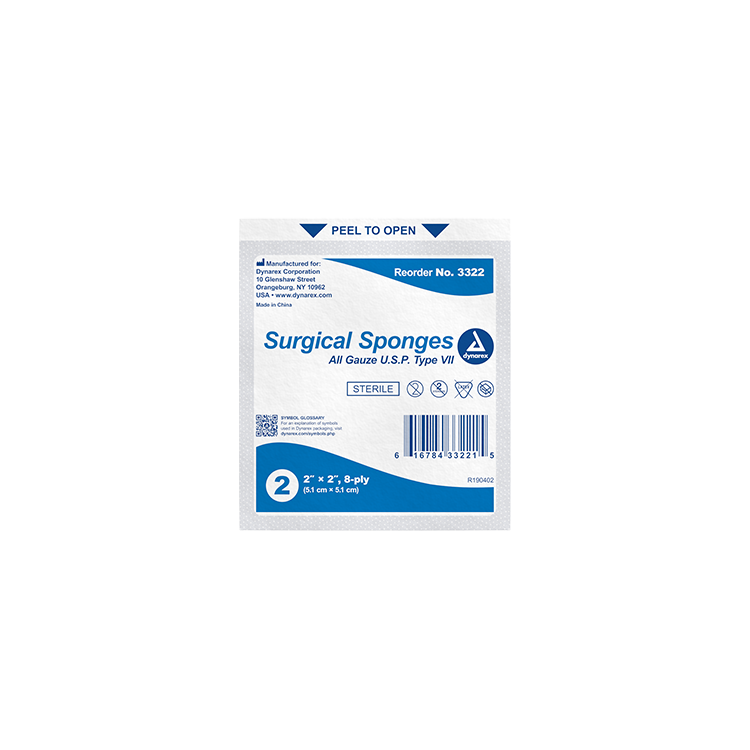 Dynarex X-Ray Detectable Surgical Gauze Sponges & Pads - Sterile