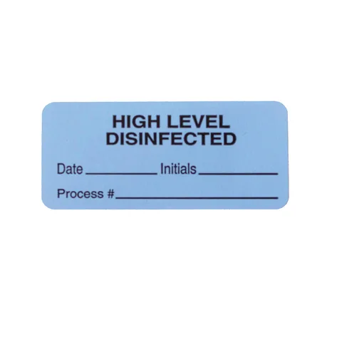 Cone Instruments/Marketlab-34337 High Level Disinfected Label • Blue • 2.25"W x 1"H, 1000/rolls