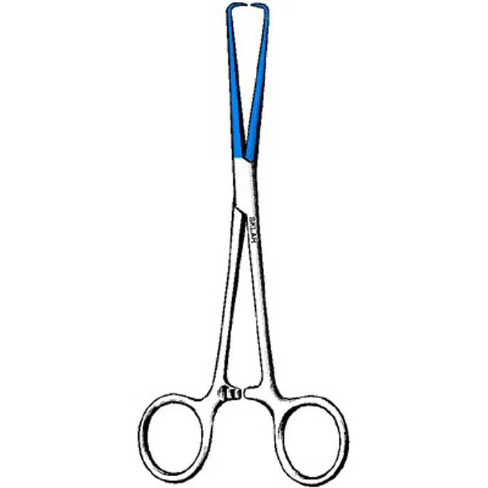 Sklar-91-5452 Blue Electrosurgical Schroeder Tenaculum Forceps - 10", Round-Pointed Tips (Pozzi Style), 1/ea