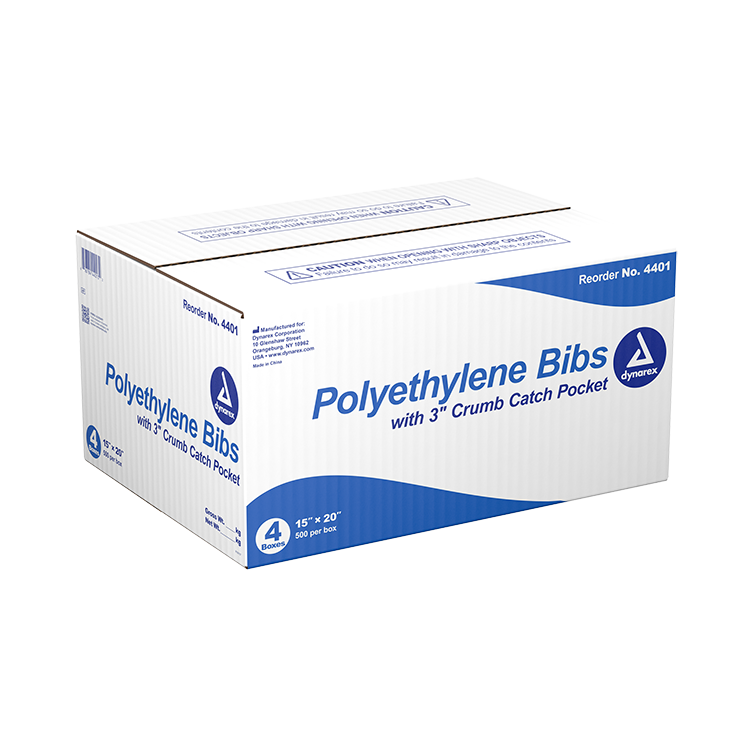 Dynarex Polyethelene Bibs crumb catch 3" pocket