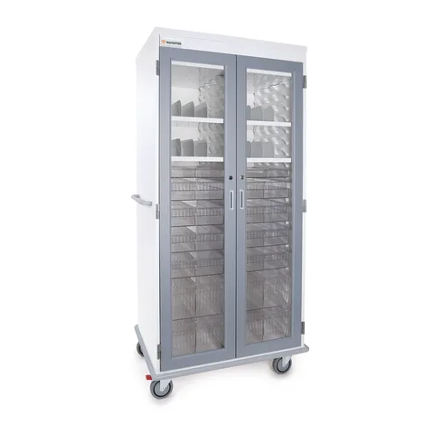 Marketlab-50388 Insight® Mobile Supply Cart, Double-Width, Double Column with 30 Storage Accessories • 40.6"W x 28.3"D x 80.6"H, Glass Doors, 1/ea