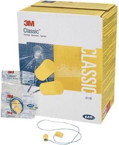 3M-311-1101 E-A-R Classic Earplug, Corded, 29 Decibel, Yellow, 200ct, 10cs