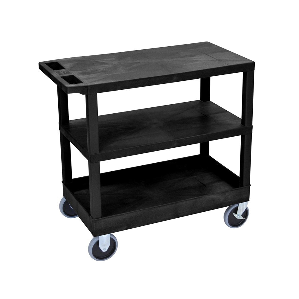 Luxor EC221HD-B 32" x 18" Cart - Two Flat/One Tub Shelves