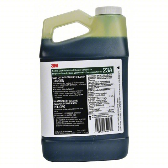 3M-23A Neutral Quat Disinfectant Cleaner Concentrate 23A, 0.5 Gallon, Pack of 4 Bottles per Case
