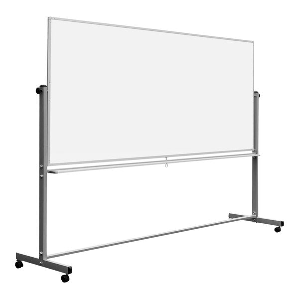 Luxor-MB9640WW 96" x 40" Double-Sided Magnetic Whiteboard with Aluminum Frame and Mobile Stand