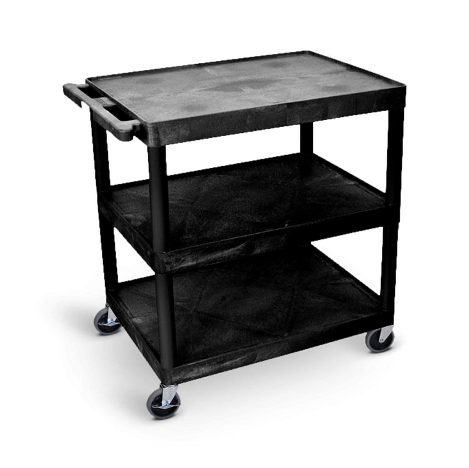Luxor-HE33-B Utility Cart - 3 Shelves Structural Foam Plastic